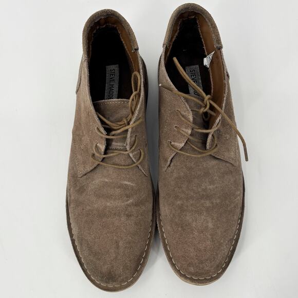 Steve Madden Taupe‎ Suede Chukka Boots Leather Upper Lace-Up Size 9 - Picture 2 of 10